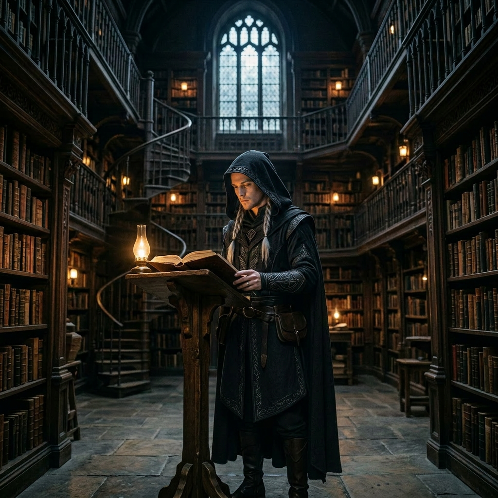 Make elf warlock wearing black robes